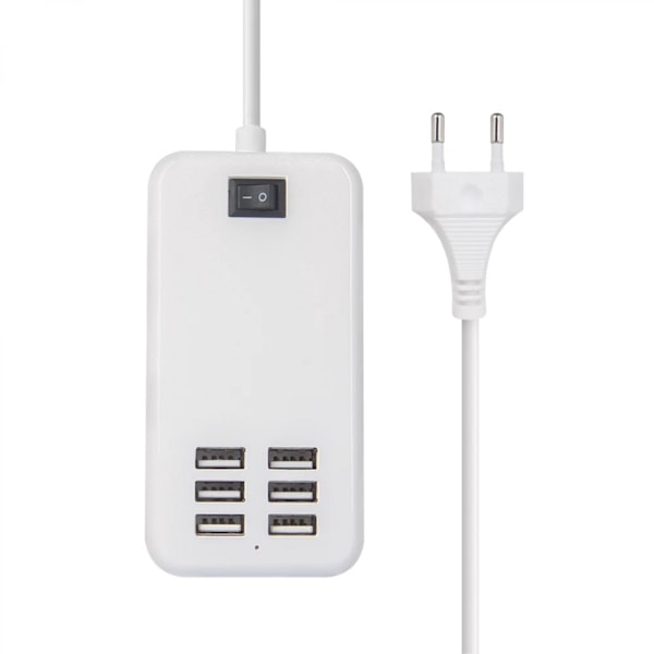 USB-driven, aluminium USB-hub med 6 portar