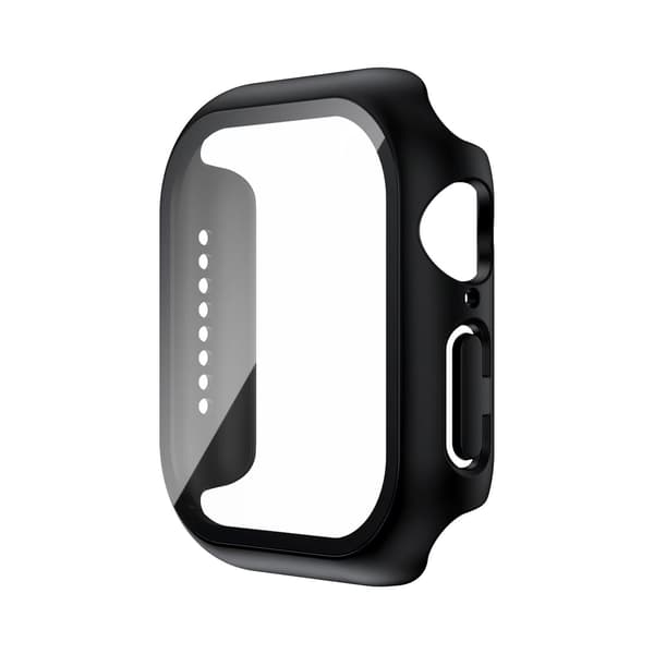 Suojakotelo Apple Watch Series 11 46mm:lle karkaistulla lasinäytönsuojalla (musta)