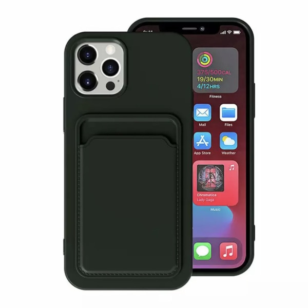 Floveme Iphone 11 Pro - Smart Cover Med Plads Til Kort Mörkgrön