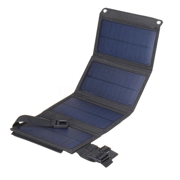 Floveme Kraftig Powerbank/nødbatteri Med Solceller (20w Solpanel) Svart
