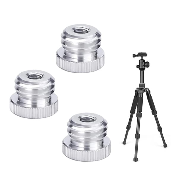1/4\"-20 til 5/8\"-11 Gjengede Skrue Adapter for Laser Nivå Avstandsmåler Stativfeste til 5/8\" Gjenger 1/4\" Mikrofonstativ Adapter 3 stk - Sølv