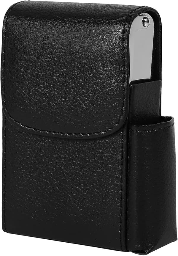 Sigarettetui, PU-skinn sigarettetui, sigarettetui, sigarett oppbevaringsetui med pose, lighter oppbevaringsetui, navnekortholder for