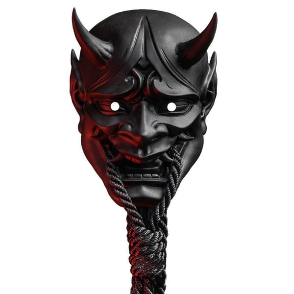 Japansk Samurai Maske Oni Demon Maske, Cosplay Maske Halloween Horror Maske Fri Størrelse til Unisex Perforeret Mund- og Næsedesign