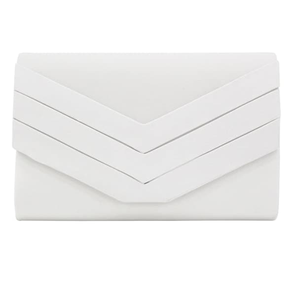 Stilren clutchveske i semsket skinnimitasjon for bryllup, fest, ball og kveld Fuschia White