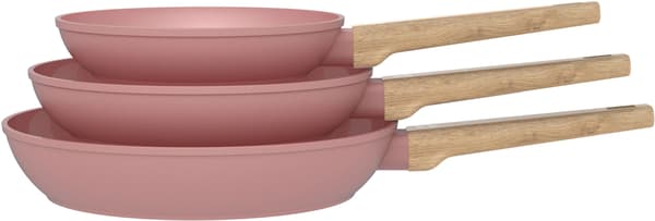 Paistinpannusetti, 3 kpl - Sopii kaikille liesille, myös induktiolle - ARTHUR MARTIN - AM5388 - Keraaminen pinnoite - Ø 20-24-28 cm - Pinkki