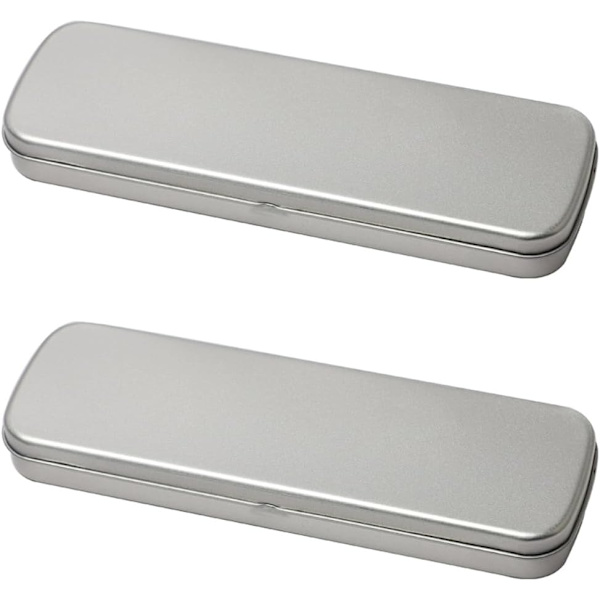 2-pack högkvalitativa pennfodral kedja metall pennfodral för skolmaterial pennhållare sminkborste förvaringslåda
