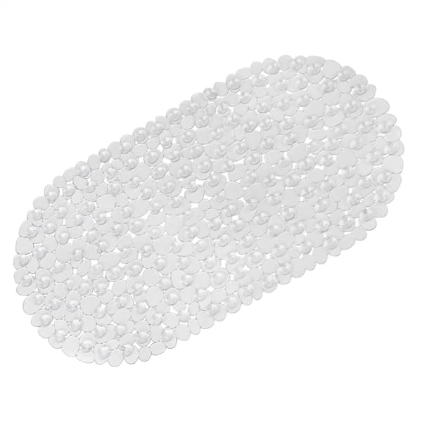Sklisikre badematter for inne i badekaret, Klar Pebble Badematte Sklisikker Anti-mugg, Sklisikker dusjmatte, Fleksibel Oval PVC