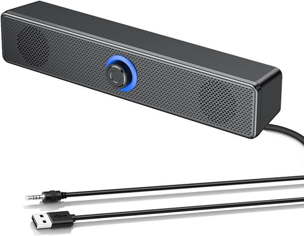 Computerhøjttalere, 40W Computer Soundbar til PC, Desktop Laptop, USB Tablet, Mini Bærbar Soundbar med 3D Surround Stereo, Bred Kompatibilitet