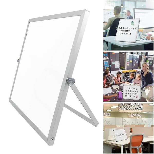 Dobbeltsidig magnetisk whiteboard med stativ for barn, hjem og kontor, lett å skrive og viske ut, kompakt størrelse