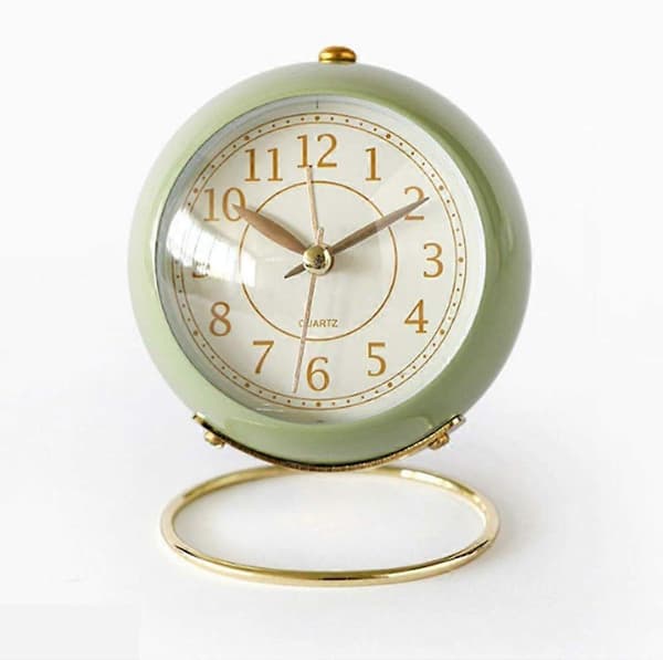Vekkerklokke, Liten Stille Bordklokke Retro Vekkerklokke Uten Tikk-Takk, Nattlys, Lyddemper, HD-Glass For Interiørdekorasjon / Stue / Sengek