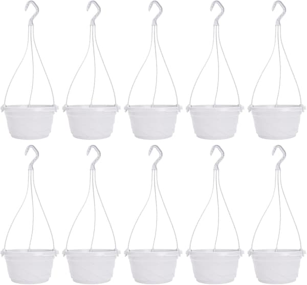 10-pakning selvvannende hageblomsterpotte i plast for utendørs og innendørs planter (hvit)