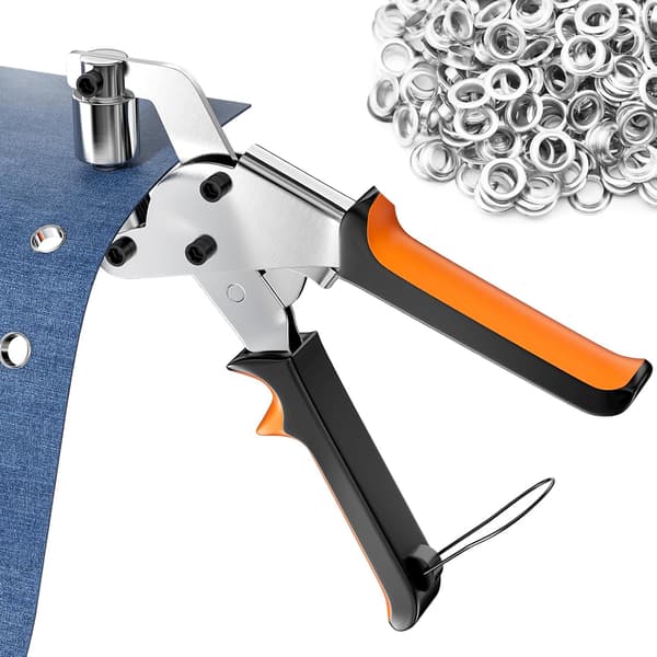 Metall Öljett Kit 10mm, Öljettång med 300 Öljetter, Öljett Håltång, Professionell Håltagningsset för Presenning Tyg Läder Kartong Affisch