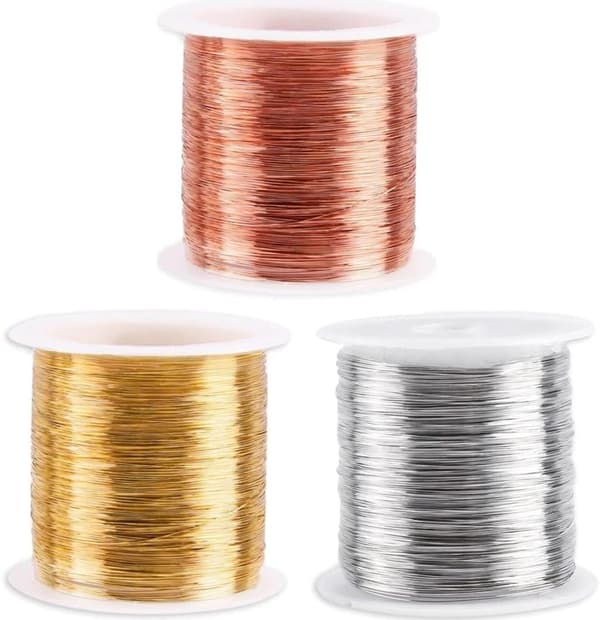 Perletråd, 3 ruller aluminium, tykkelse, kobbertråd, for armbånd, halskjeder, smykkelaging, sølv/gull/rose gull, 0,3 mm x 100 m