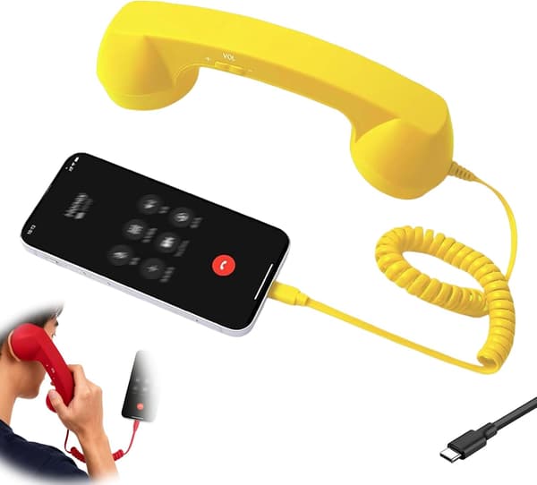 Retro telefonhåndsett, 2026 Nytt retro telefonhåndsett for iPhone, Type-C retro telefon med ledning, håndsett i fasttelefonstil for mobiltelefon