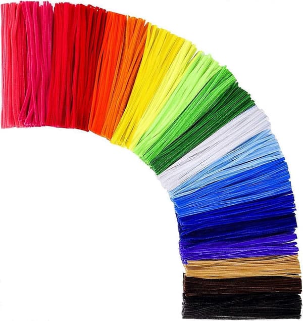 Piperensere, 1000 stk og 20 assorterte farger 30 cm Chenille-stilker for DIY kunst kreative håndverk dekorasjoner