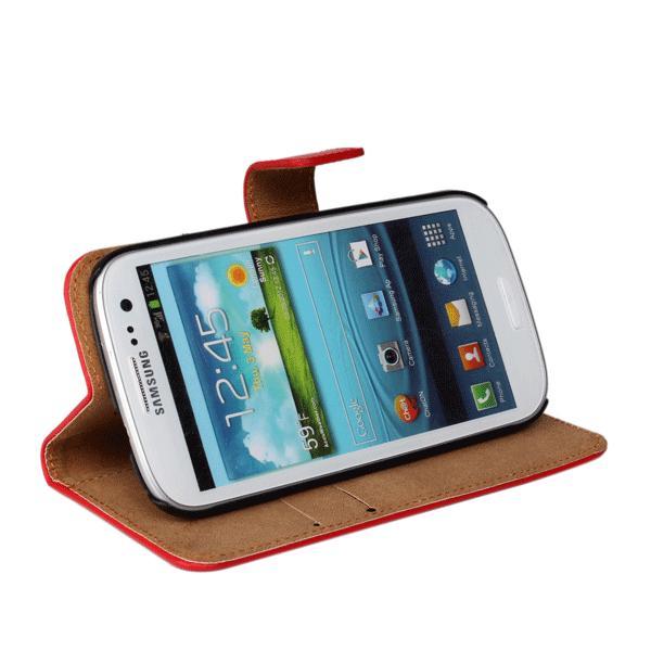Köp Plånboksfodral Samsung S3 äkta skinn Röd | Fyndiq