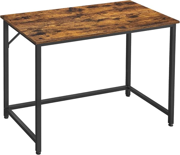 Vasagle computer skrivebord, skrivebord, lille kontorbord, 50 x 100 x 75 cm, brun og sort