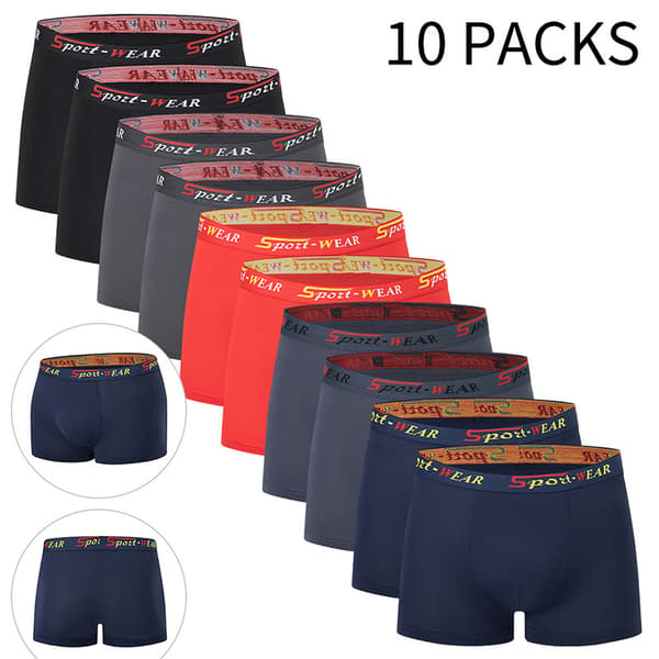 10-pak Herrerunderbukser, afslappede boxershorts, åndbare og komfortable elastiske underbukser, træningsshorts XXXL