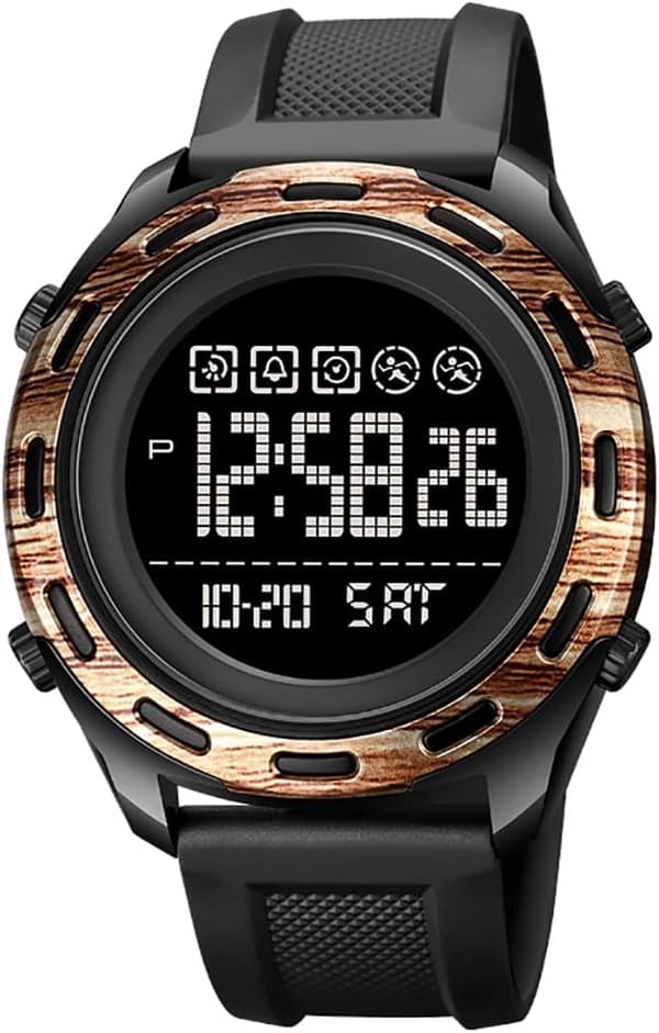 Digital klokke for menn, sport, utendørs, multifunksjonell, kalender, alarm, ukevisning, kvarts, vanntett, herrearmbåndsur