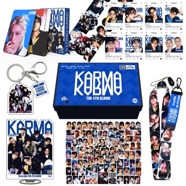 STRAY KIDS Officiel Merchandise - Hyunjin Nøglering, Kort & Klistermærker Sæt | Til Samlere og STAY