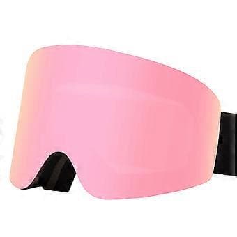 (AZC) Snøbrettbriller UV-beskyttelse Dobbelt lag Skibriller Anti-dugg Magnetiske snøbriller for Unisex Menn svart ramme rose
