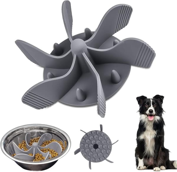 Slow Feeder hundeskål indsats, anti-sling skål hundeskål anti-choke store hundeskåle kiselgel langsom madskål til hunde madskåle til hunde  (grå)