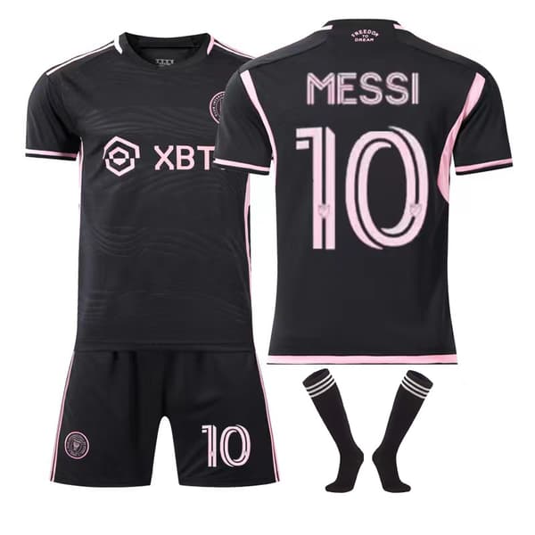 Messi Miami Inter Miami CF Hjemme- og bortedrakt fotballdraktsett for barn (120-130 cm) Bortedrakt