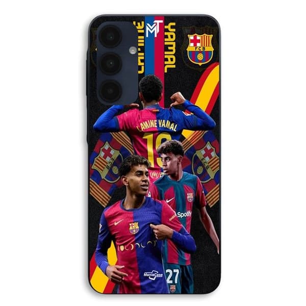 Puhelimen kuori - MANIACASE - Samsung Galaxy A15 - Silikoni TPU - Musta - FC Barcelonan taustakuva