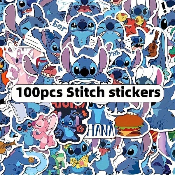 100 stk./sæt Stitch Sjove Pink Klistermærker, Velegnet til Bagage, Telefoncovers og Pen Dekoration Klistermærker