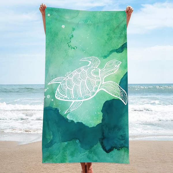 Suuri nopeasti kuivuva mikrokuituinen rantapyyhe, hiekkaahylkivä urheiluun, matkustamiseen, joogaan, retkeilyyn ja kuntosalille (vihreä) [ZHE]