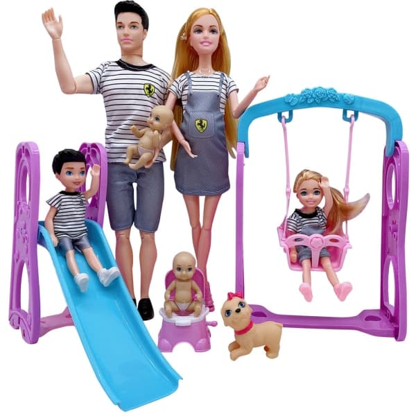 Gravid Barbie-docka med stor mage & familj på 6 - Stor mammadocka med mage [ZHE]
