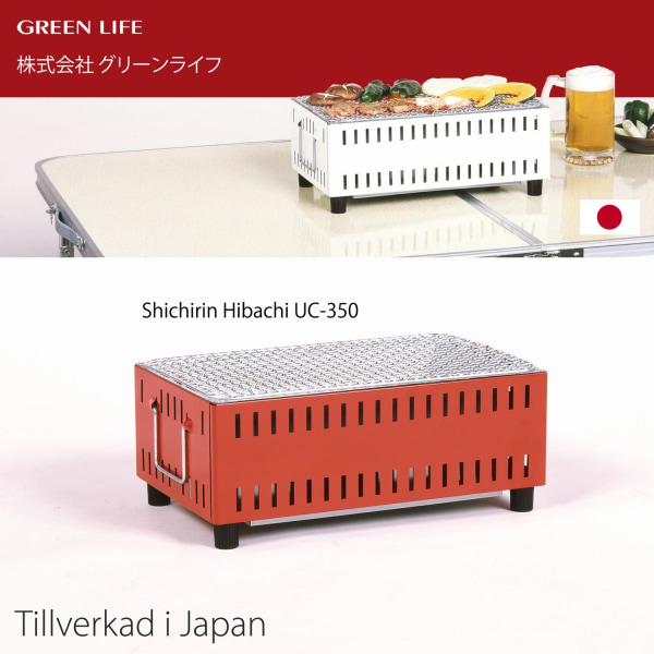 Green Life Japan Japansk Bordgrill Yakitori Grill Hibachi Rød Red