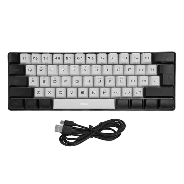 G61 Mini RGB Tastatur LED Baggrundslys 61 Taster Ergonomisk Mekanisk Følelse Kablet Gaming Tastatur til Kontor Forretning Hvid
