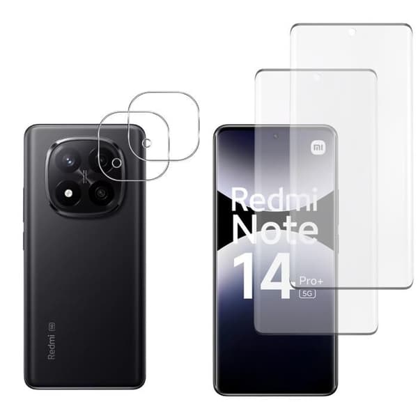 Lujitettu lasi Xiaomi Redmi Note 14 PRO PLUS 5G:lle ja kameran suojaus [Paketti 2] Phonillico® suojakalvo