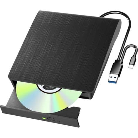 Ulkoinen Blu-ray-asema - USB 3.0 ja USB Type-C - Yhteensopiva Windowsin ja Macin kanssa - DVD- ja CD-levyjen lukuun ja kirjoitukseen - Kannettava - 14