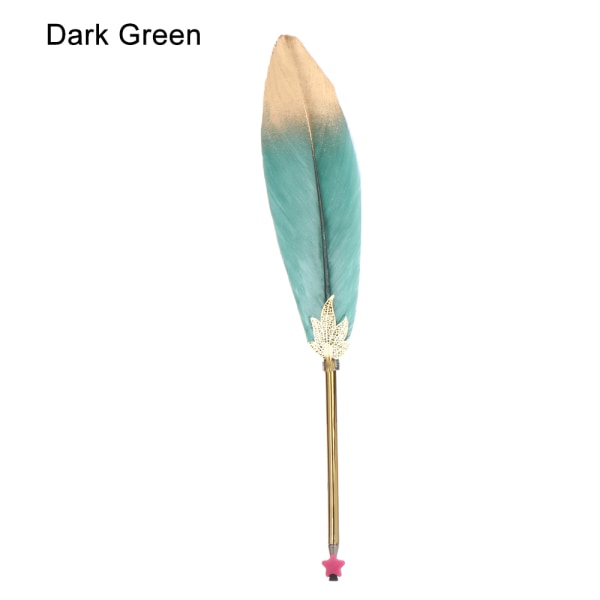0.5mm Ballpoint Gel Pen Gold Feather Pens Dark Green