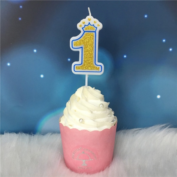 0-9 Crown Cake Candle Topper Digital Blue 1
