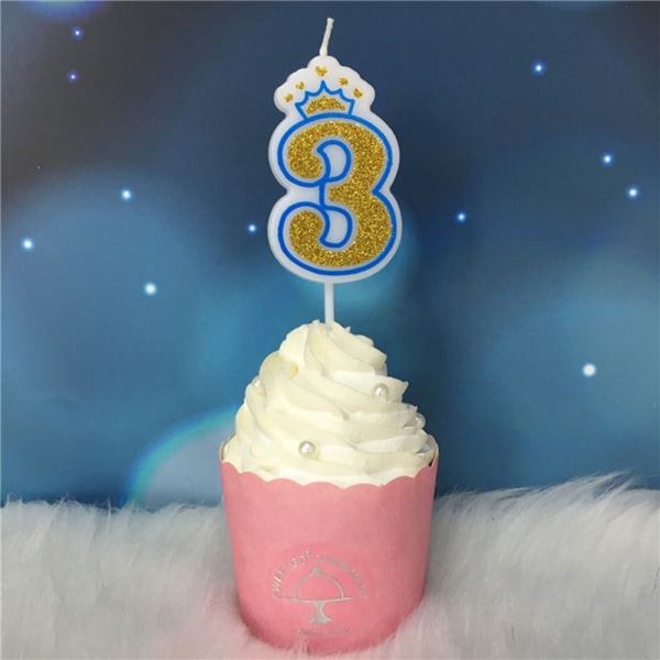 0-9 Crown Cake Candle Topper Digital Blue 3
