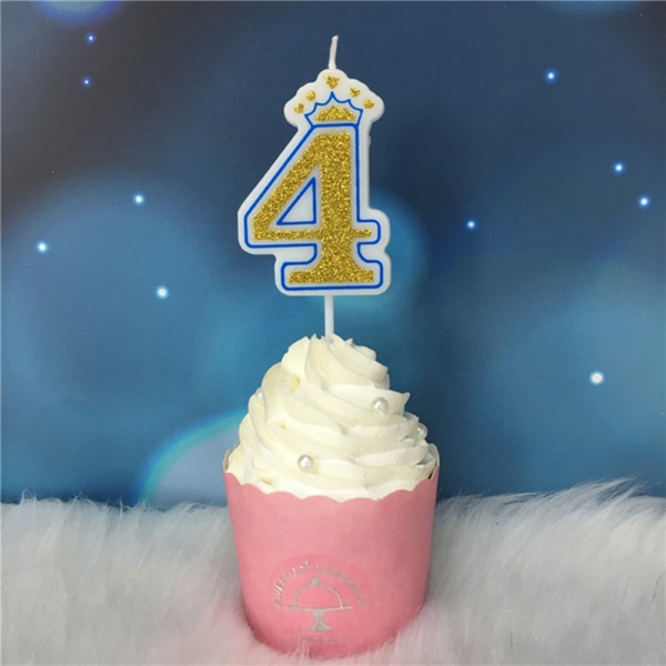 0-9 Crown Cake Candle Topper Digital Blue 4