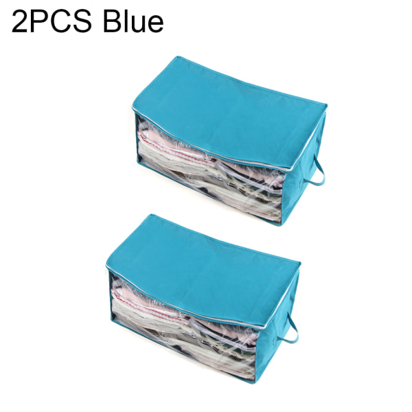 1/2/3pcs Wardrobe Storage Bags Foldable Anti-dust Blue 2pcs
