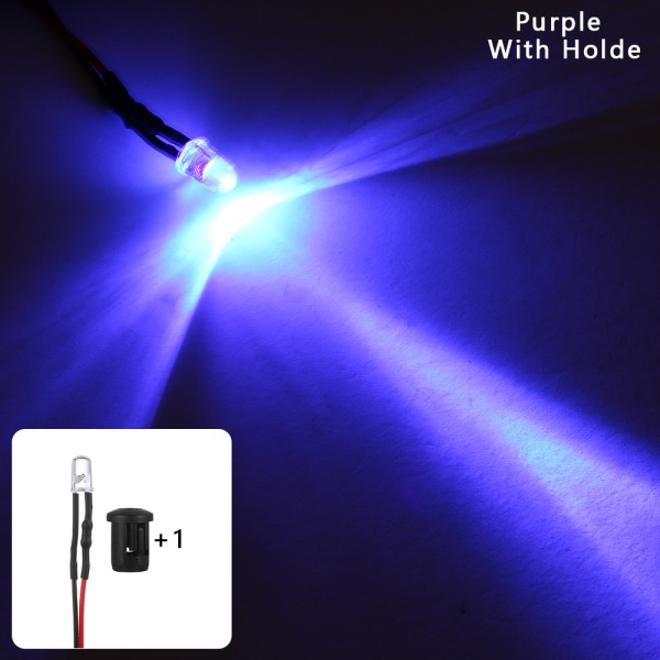 1/20/50 Pcs Emitting Diode 5mm Led Light Pre-wired Purple 50 With Holder