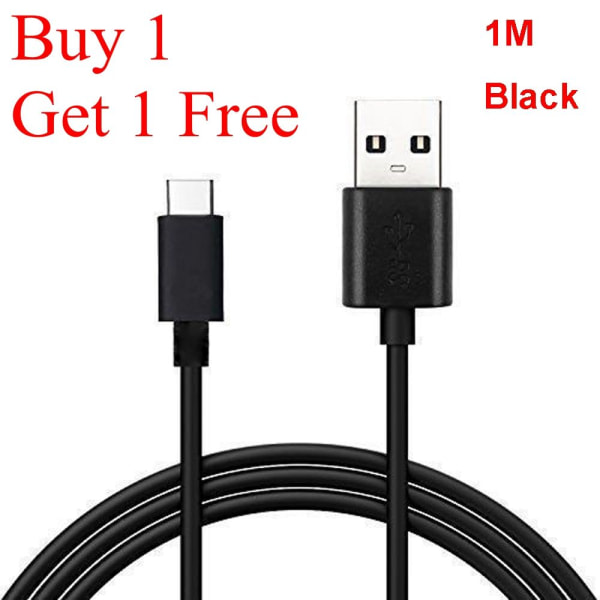 1/2pcs 1m/1.5m/2m Type-c Charging Cable Micro Usb 3.1 Fast Black 1m