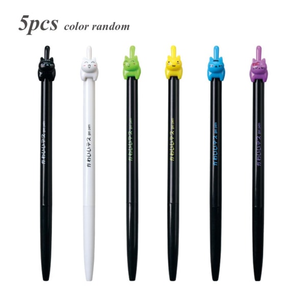 1/3/5pcs Color Random Cat Gel Pens Ballpoint Black Ink 5pcs