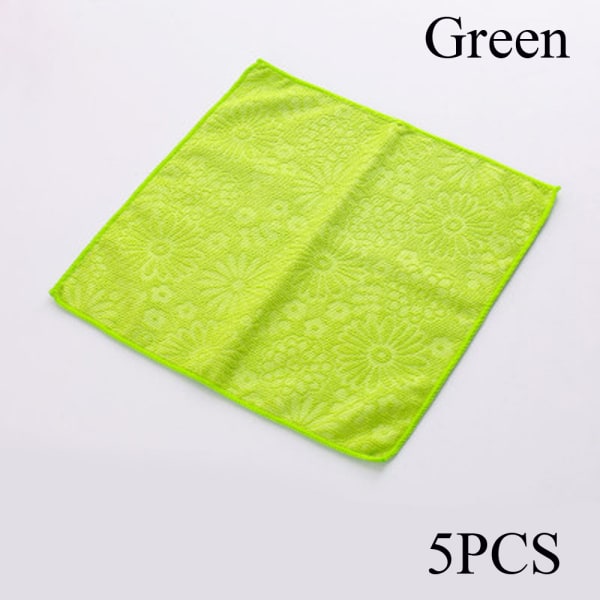 1/5pcs Cleaning Cloth Scouring Pad Washing Towel Green(5pcs)