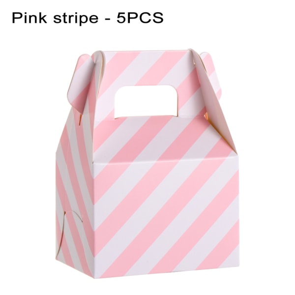 1/5pcs Dot Handbags Candy Box Gift Wrapping Pink Stripe-5pcs