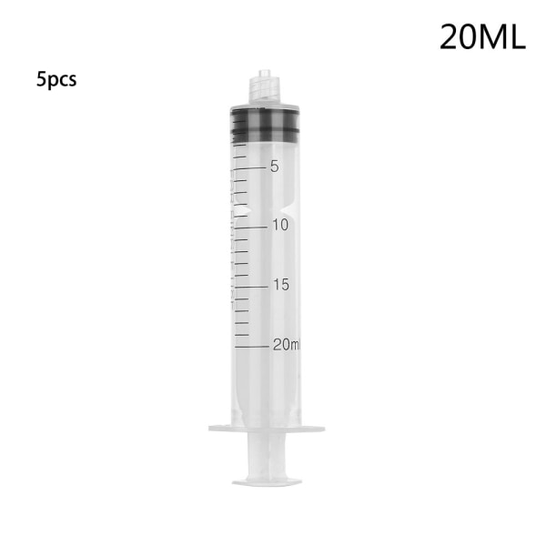 1/5pcs Plastic Syringe Measuring Syringes Transparent Screw 5pcs 20ml