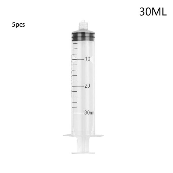 1/5pcs Plastic Syringe Measuring Syringes Transparent Screw 5pcs 30ml