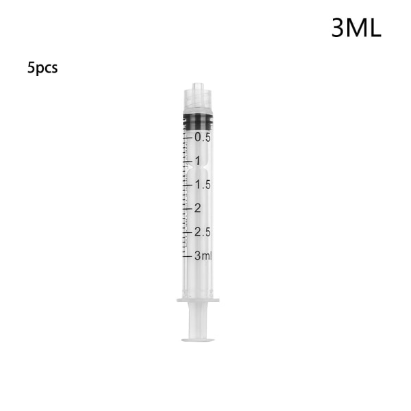 1/5pcs Plastic Syringe Measuring Syringes Transparent Screw 5pcs 3ml