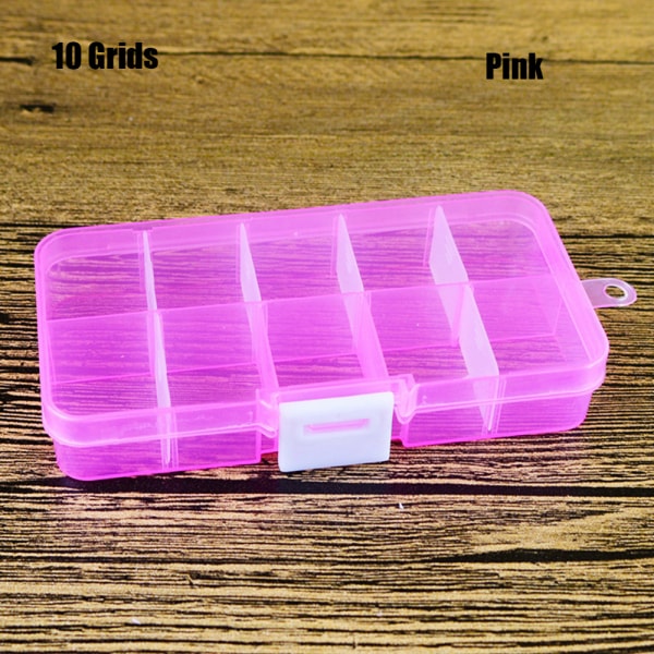 10/15 Grids Fishhook Tackle Box Pill Storage Case Candy Cases Pink 10