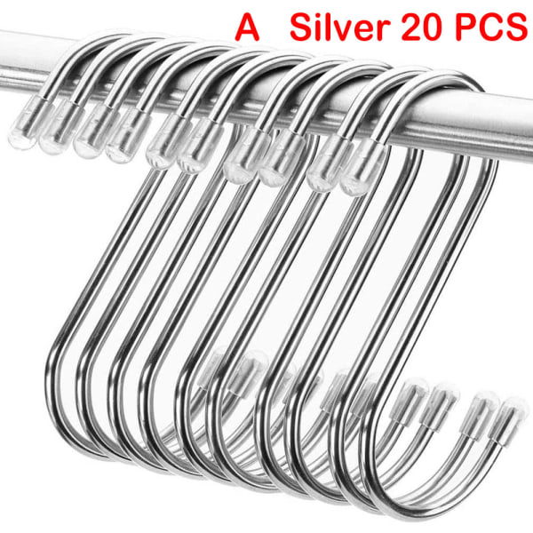 10/20/30pcs S Shaped Hook Clasps Hooks Storage Rack Silver 3.4 Inches-a 20pcs